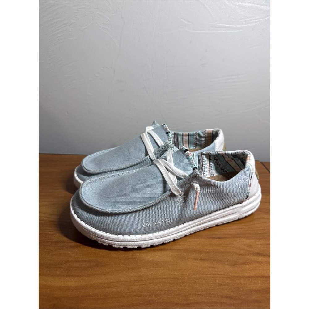 Hey Dude Wendy Boho Light Denim Women's Size US 9 Slip On Loafers